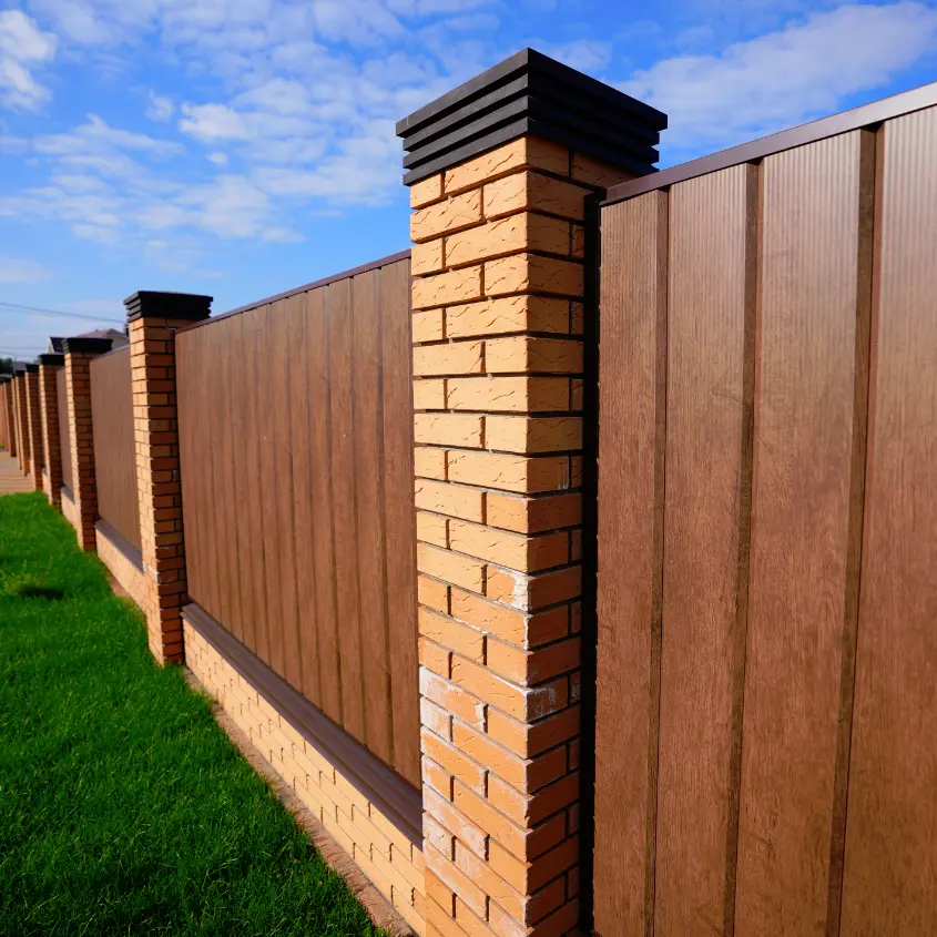 Фото 2 Колпак Бона ХайТек на заборе из металлосайдинга Евро-Брус