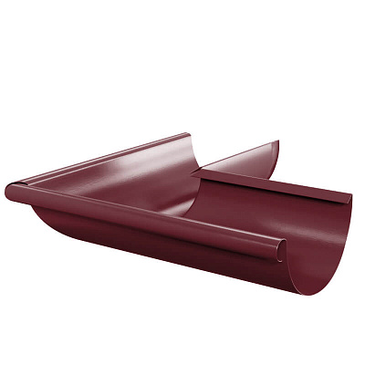 Угол желоба водостока наружный 90 градусов d125мм RAL 3005 Красное Вино металлический