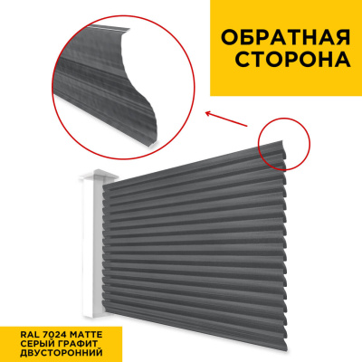 Вид сзади забор ламели еврожалюзи RAL7024 МАТТЕ Серый Графит матовый двусторонний